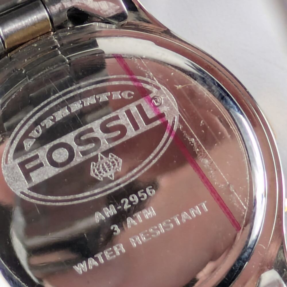 Fossil AM-2956 Womens Wrist Watch 1994 Green Silver NEEDS BATTERY Authentic Case - Picture 8 of 15